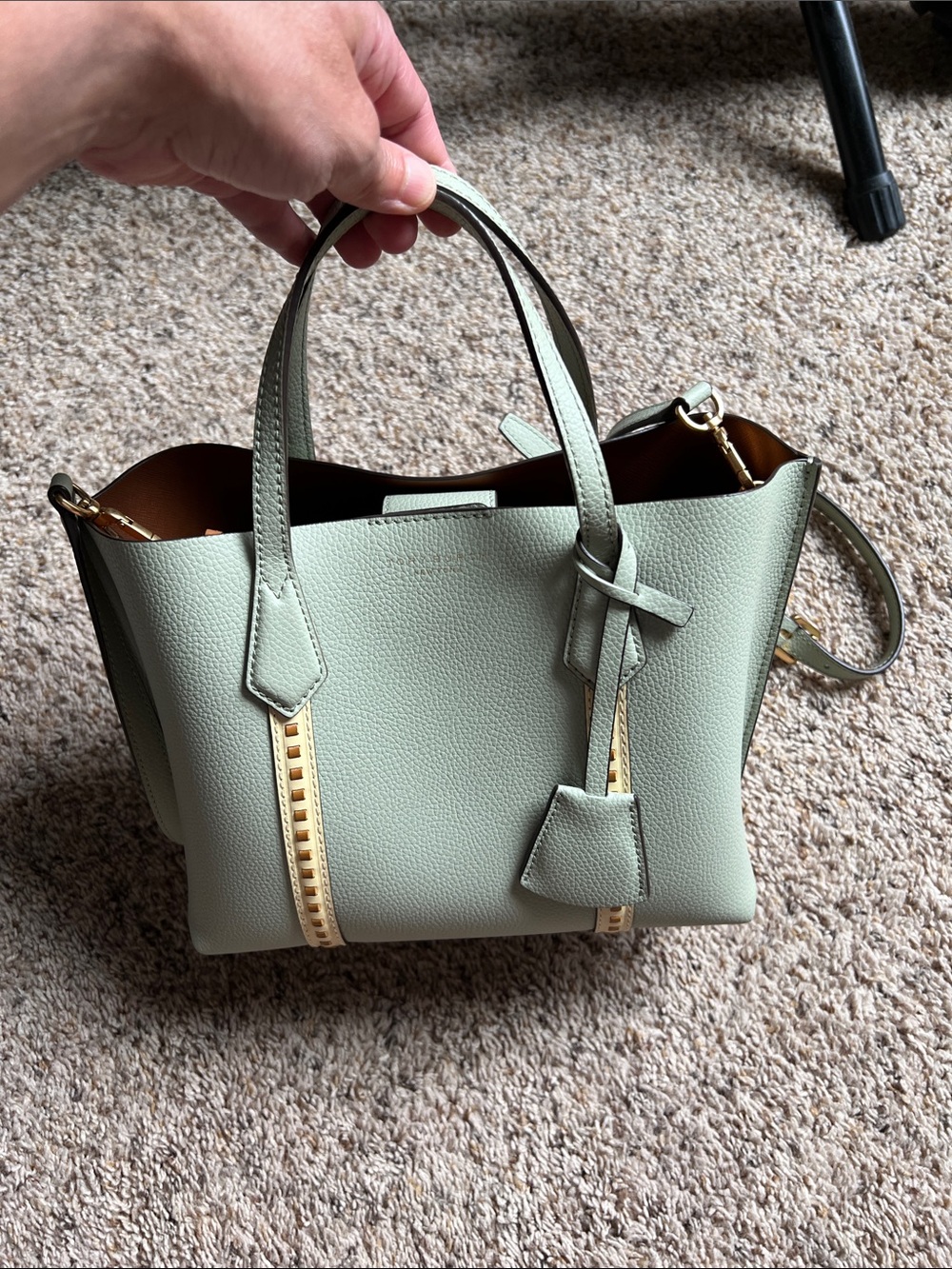 Tory Burch Mint Green Crossbody handbag with Gold Hardware